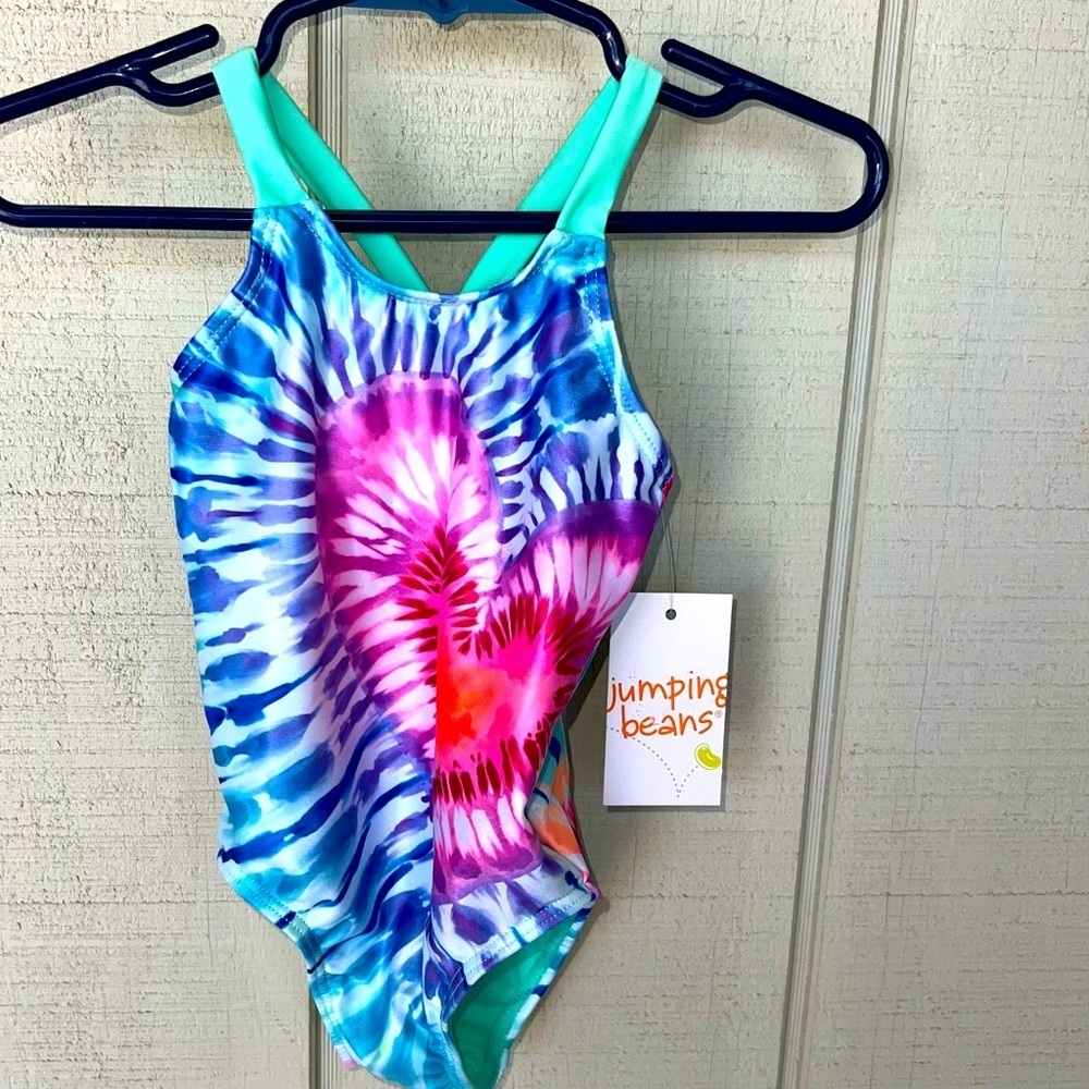 Nwt infant girl, tie dye heart, one piece bathing suit